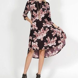 Lydiane Purple Floral Pocket Hi-Low Dress - Women 1X